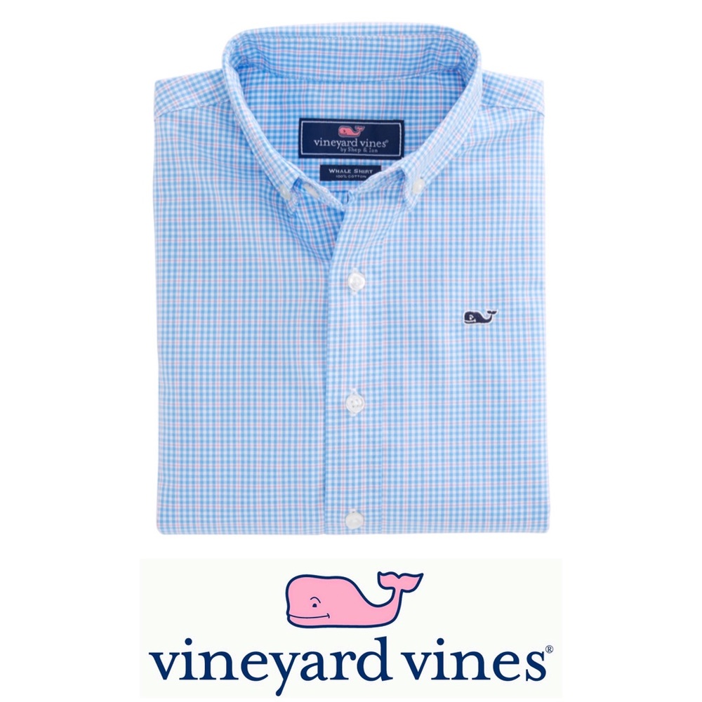 VINEYARD VINES Boys Stowaway Plaid Whale Shirt